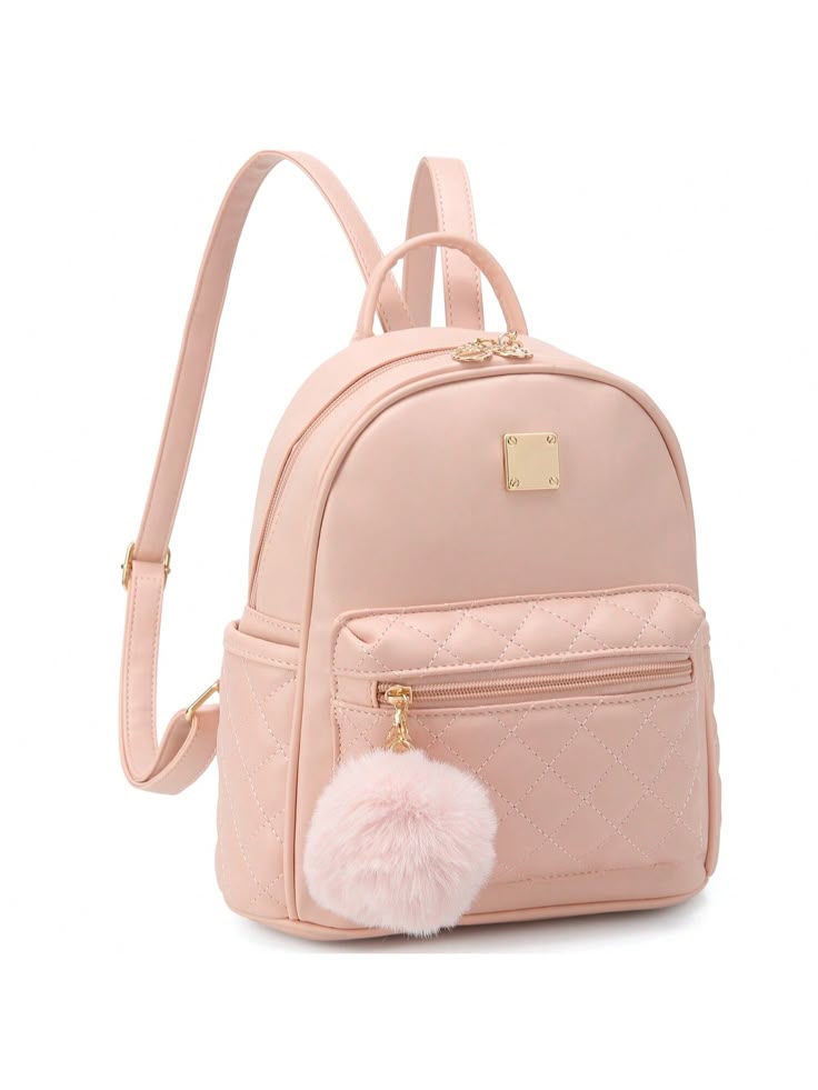 Quilted Pom-Pom Mini Backpack